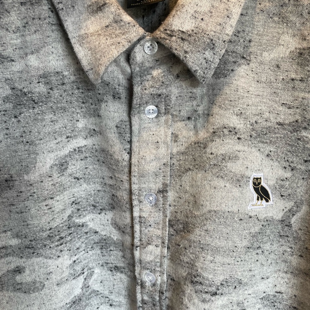 OVO Drake’s brand, Gray Button-Up Shirt with Owl Logo